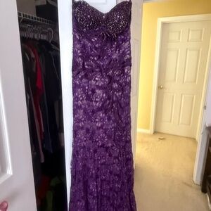 Purple y2k prom strapless dress